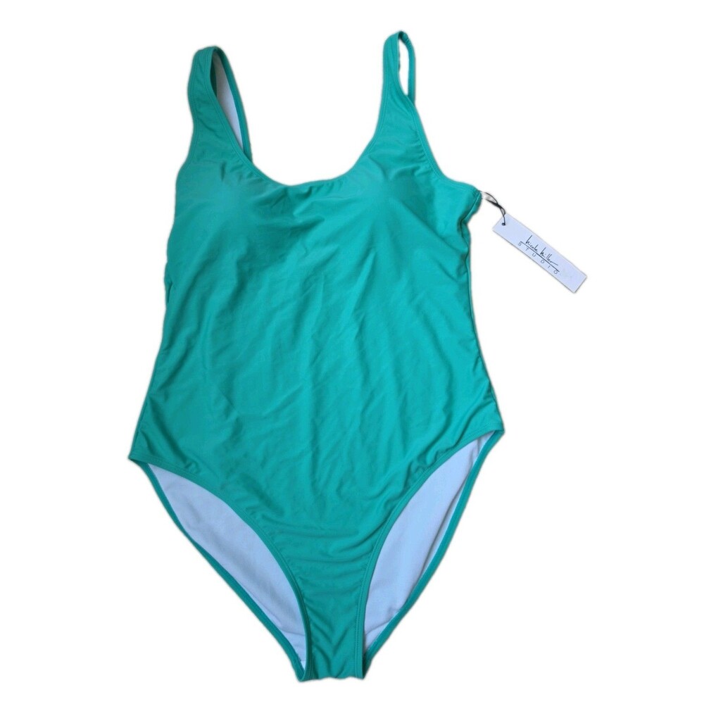Nicole Miller Studio Sea Green One Piece Swimsuit Scoop Back Padded, Size XL NWT